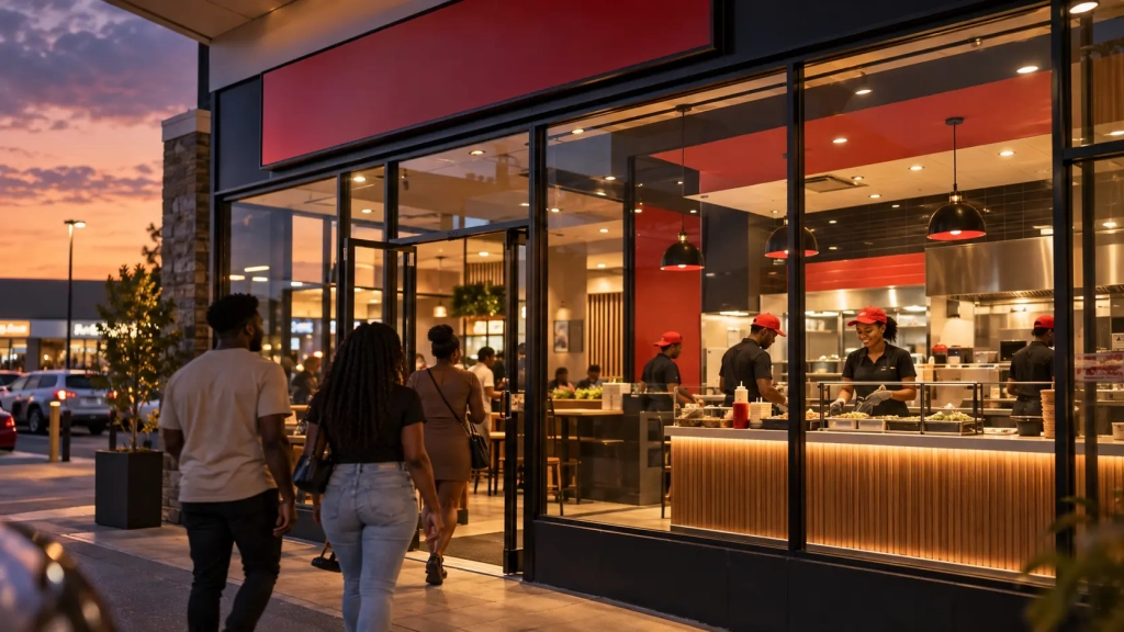 Franchise pilot store: new quick-service restaurant on opening day